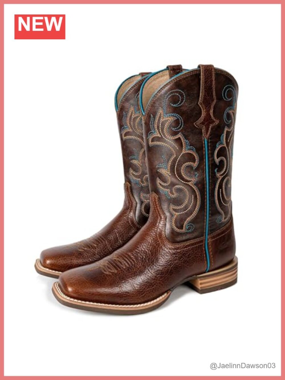 Women's Square Toe Cowboy Boots, Full Grain Cowhide Western Mid-Calf, Pull On